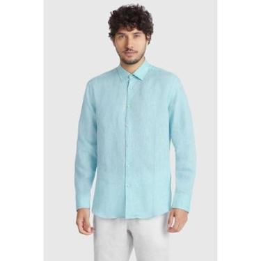 Imagem de Camisa Aramis Manga Longa Slim Linho Irlandês Aqua 112-Masculino