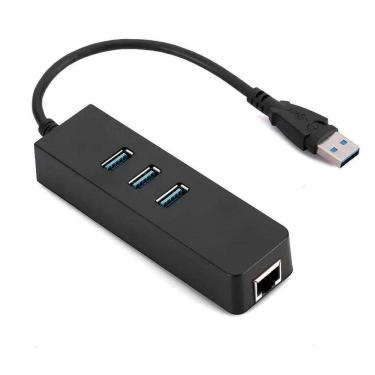 Imagem de Conversor Usb 3.0 Para Rede Rj45 Gigabit (10-100-1000mbps) + Hub 3x Portas Usb 3.0 - Cdc-2872
