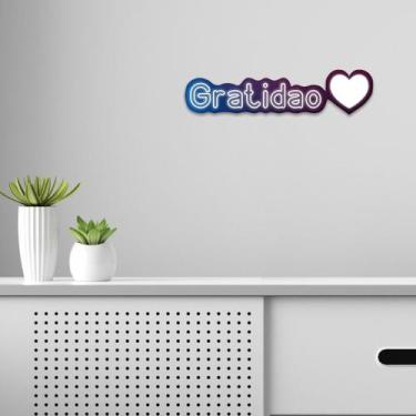 Imagem de Placa Gratidão Motivacional 35X8cm Sala Parede Mdf Recorte - Decoraset