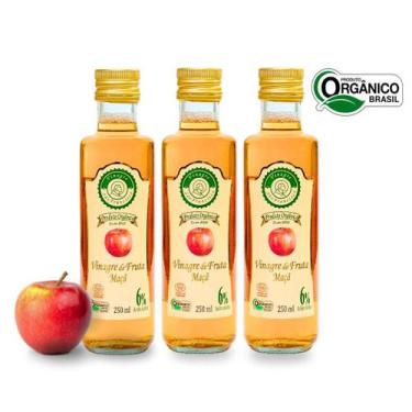 Imagem de Kit 3 vinagre de maçã orgânico acidez 6% são francisco 250 ml