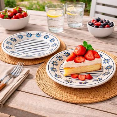 Imagem de Pratos Sobremesa Oxford Donna Margaridas 18cm Kit Jogo 8pçs