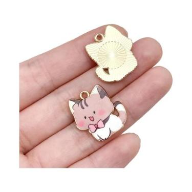 Imagem de Pingentes De Gato Com Laços Em Liga Metálica, Suprimentos Para Artesan