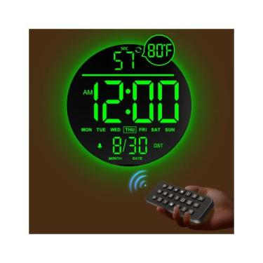 Imagem de Relógio JALL Relógio de parede digital grande de 10" com LED RGB