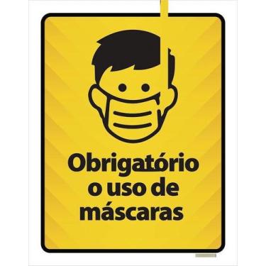 Imagem de Kit 10 Placa Acm Obrigatório Uso Máscaras Ícone 18X23 - Sinalizo
