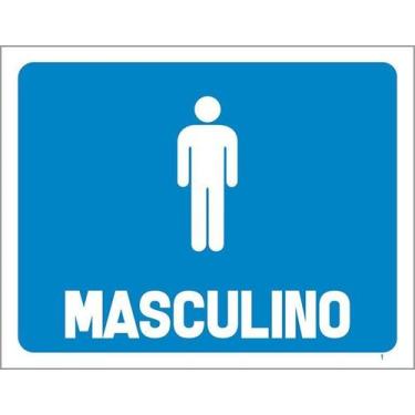 Imagem de Kit 5 Placa Acm Horizontal Banheiro Masculino 18X23 - Sinalizo