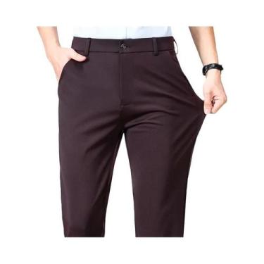 Imagem de Calças De Terno Masculinas plus Size Finas De Verão, Elásticas, Retas 