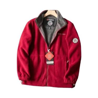 Imagem de Jaqueta Masculina Grande Tamanho À Prova De Vento Com Forro De Fleece 