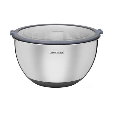 Imagem de Bowl Tramontina Cucina Em Aço Inox Com Tampa Plástica 25 Cm 5 Litros
