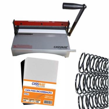 Imagem de Kit Encadernação Espiramatic + Capa e Espiral Metal Preto Cassmar