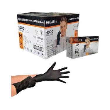 Imagem de Luva descartavel nitrilica m 10 cx 100un procedimento preta - E A COST