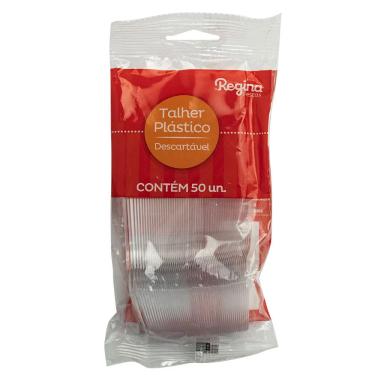 Imagem de Colher Descartável Plástica Regina Branca 50 Unidades