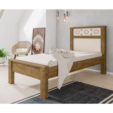Imagem de Cama Solteiro em Mdf Las Vegas - Amêndoa/off White