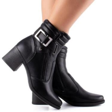 Imagem de Bota Coturno Feminina Preta Salto Quadrado Baixo MC511 - Feminino Tamanho:39;Cor:;Gêner...