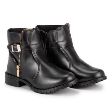 Imagem de Bota Botinha Feminina Cano Curto Baixo Salto Quadrado Coturno Cor:;Tamanho:36;Gênero:Fe...