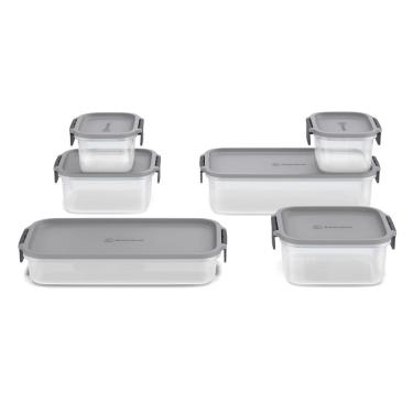 Imagem de Potes Herméticos de Plástico Electrolux Cinza 6 Unidades Empilháveis Modulares