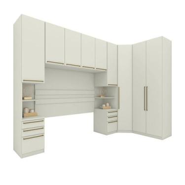 Imagem de Guarda Roupa Solteiro Modulado 5 Peças com Cabeceira 9 Portas 6 Gaveta