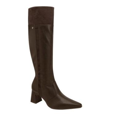 Imagem de Bota Cano Longo Salto Alto Piccadilly 764031-1 Feminina - Cacau, Marro