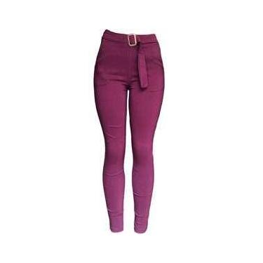 Imagem de Calça Bengaline com cinto e Bolso feminina - Renluc, Vinho