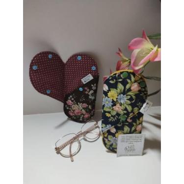 Imagem de Porta oculos de algodao - ATELIE REGINA BIOCHE, Preto com flores