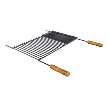 Imagem de Grelha Para Churrasco Tipo Uruguaia Barra Redonda Com Chapa Auxiliar 7