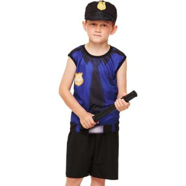 Imagem de Fantasia Policial Infantil Menino Roupa Carnaval Festa Pop - Fantasias