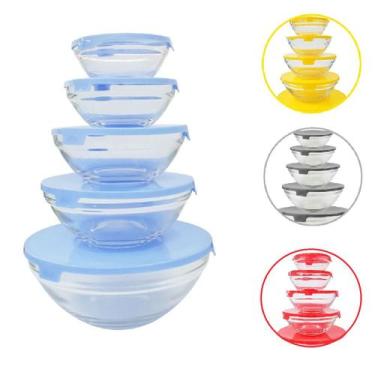 Imagem de Conjunto Tigela de Vidro Bowl Marmita com Tampa Kit 5 Peças - Inter, A