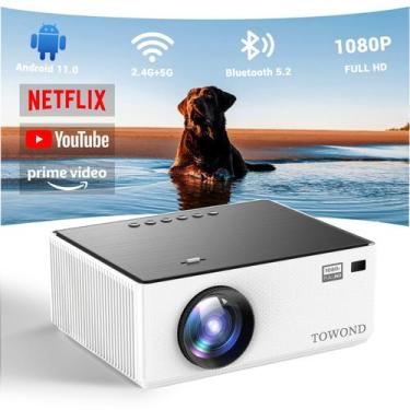Imagem de Projetor Mini TOWOND com Android TV 11.0 - 1080p, Wi-Fi e Bluetooth