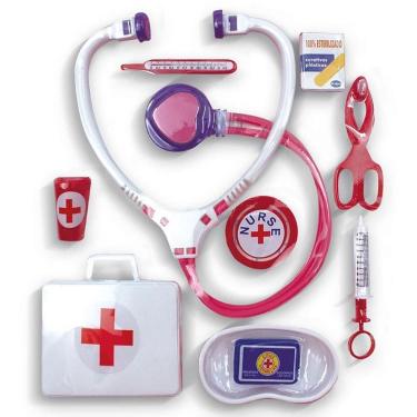 Imagem de Kit Médico Infantil Nurse Set com 10 Peças para Brincadeiras Educativas Pica Pau Brinquedos