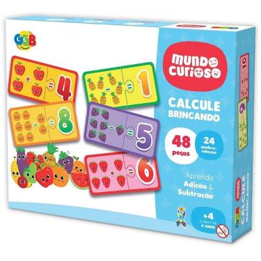 Imagem de Brinquedo Educativo Calcule Brincando 48 Peças Soma Subtração Raciocínio Lógico GGB Plast