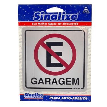 Imagem de Placa de Sinalização Garagem Proibido Estacionar Auto-Adesiva 12x12cm Sinalize