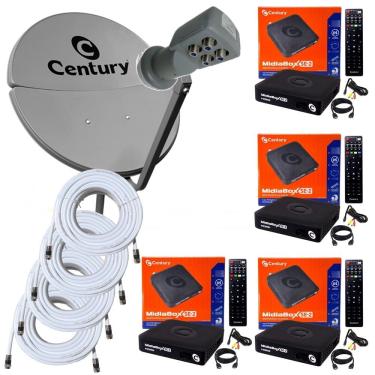 Imagem de Kit Century Antena Parabólica 60 cm ku com 4 Midia SE2