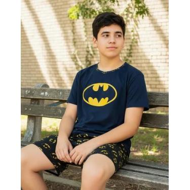 Imagem de Pijama Masculino Infanto Juvenil Super Heróis Camiseta Shorts Personag