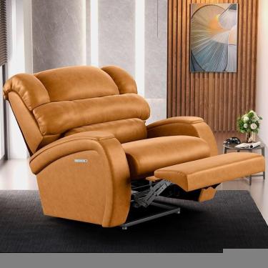 Imagem de Poltrona Reclinável Elétrica Kylie G23 com Massagem Usb Pu Whisky Gran Belo