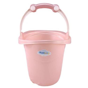Imagem de Balde de bebe infantil azul rosa branco 11 litros plastibaby, ROSA PER
