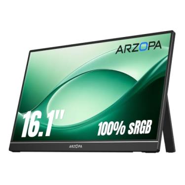 Imagem de ARZOPA Monitor portátil de 16.1", monitor portátil para laptop 100% sRGB FHD 1080p, tela IPS para cuidados com os olhos para escritório e entretenimento de - Z1C