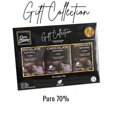 Imagem de Gift Collection de Chocolate Puro 70% Cacau Ouro Moreno em 3 Barras de 80g