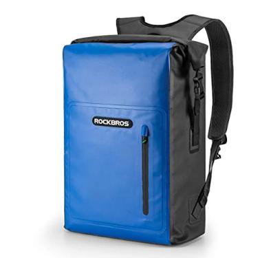 Imagem de Mochila impermeável ROCKBROS Mochila Seca Saco Seco Roll-Top 25L Leve para Barcos Caiaques Flutuantes Acampamento ao Ar Livre Atividades para Homens e Mulheres, Azul, 25L
