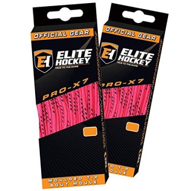 Imagem de Elite Hockey Cadarços para skate Pro X7 Wide Cotton Hockey - Conjunto de 2 pares, rosa, 108"