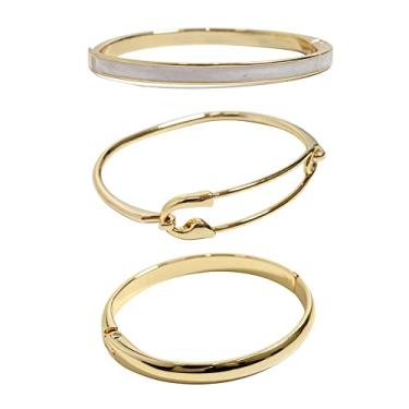 Imagem de Kit Mix 3 Bracelete Feminino Alfinete Slim E Grosso Semijoia
