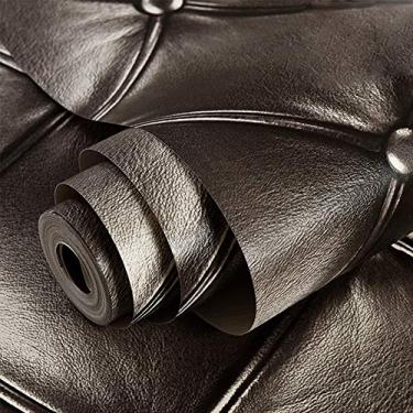 Imagem de QIHANG Papel de parede moderno estilo simples imitação de couro macio 3D diamante quarto TV fundo de hotel 1,73 cm L X 82,8 cm L G= 57 pés quadrados (preto)