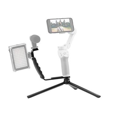 Imagem de Suporte de vídeo para montagem em suporte de câmera L, com tripé, para DJI, para OM 4/Osmo Mobile 2 3, estabilizador de mão 1/4 "parafuso de interface de aperto de mão para