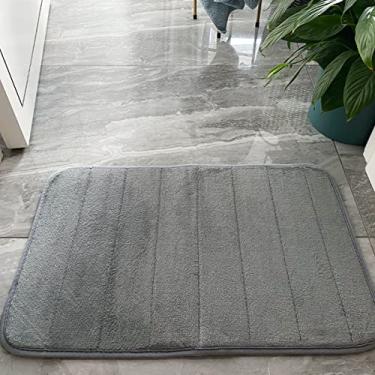 Imagem de Tapete de banheiro de espuma viscoelástica, antiderrapante, absorvente, forro ultramacio, tapete para banheiro, cozinha, corredor, banheiro, sala de estar, cinza, 61 x 91 cm
