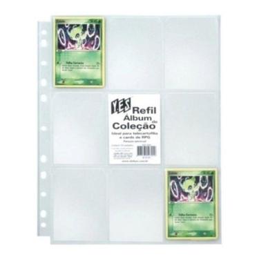 Imagem de 10 Folhas Plástica P/ Pasta Fichário Álbum Pokemon 9 bolsos