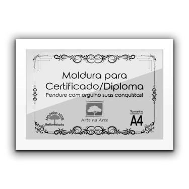 Imagem de 1 Certificado/Diploma A4 Com Tela De Acetato E Mdf Titulo Moldura Branca