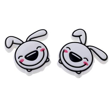 Imagem de Amortecedor de vibração absorvente de choque com raquete de tênis de 2 peças - Coelho branco