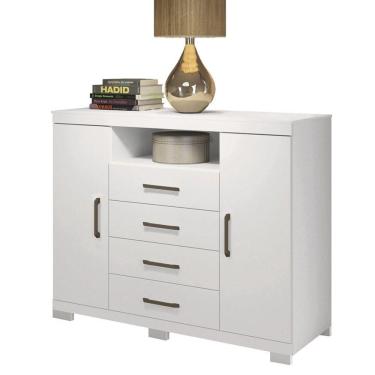 Imagem de Cômoda Para Quarto 2 Portas 4 Gavetas Master Branco - Santos Andirá