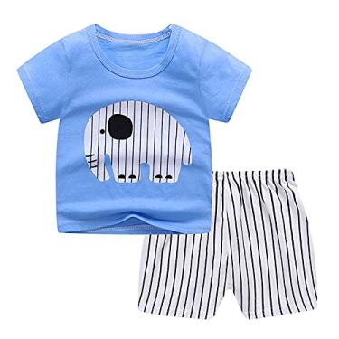 Imagem de Camisetas infantis de manga curta regata diária 2 peças roupas prematuro meninos jeans com (azul, 6 a 12 meses)