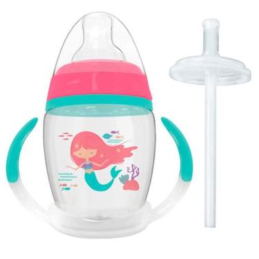 Imagem de Copo Infantil Com Alça Removível Bico Em Silicone E Canudo Extra 250ml