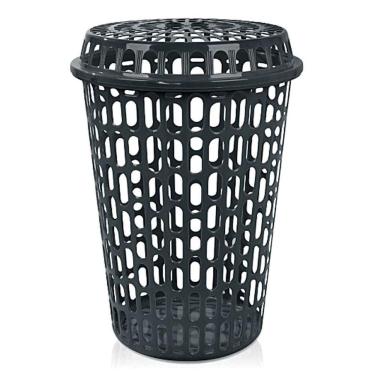 Imagem de Cesto De Roupa Telado Com Tampa 60 L Preto Multiuso Arqplast