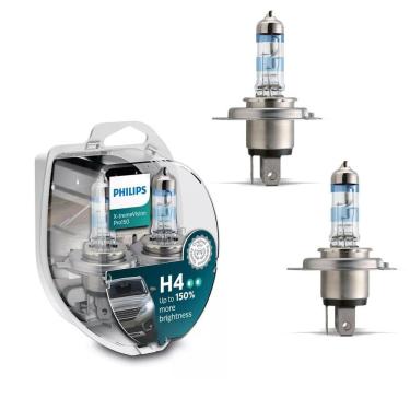 Imagem de Par Lâmpada H4 Philips X-tremeVision Pro150 12V 60/55W 3600K Farol Baixo Alto